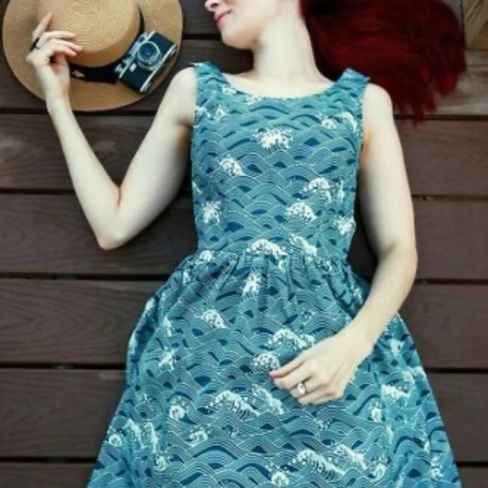 Modcloth "Optimistic Effect" in Blue Wave - Picture 2 of 3